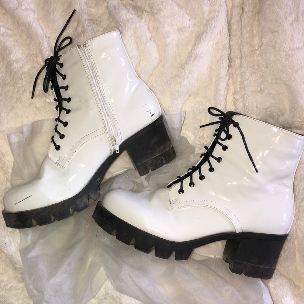 White Combat Boots